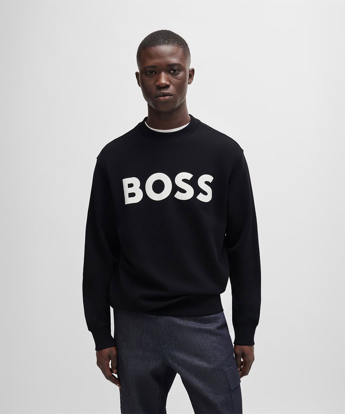 보스(BOSS) 로고 맨투맨 릴렉스핏 50487133_001