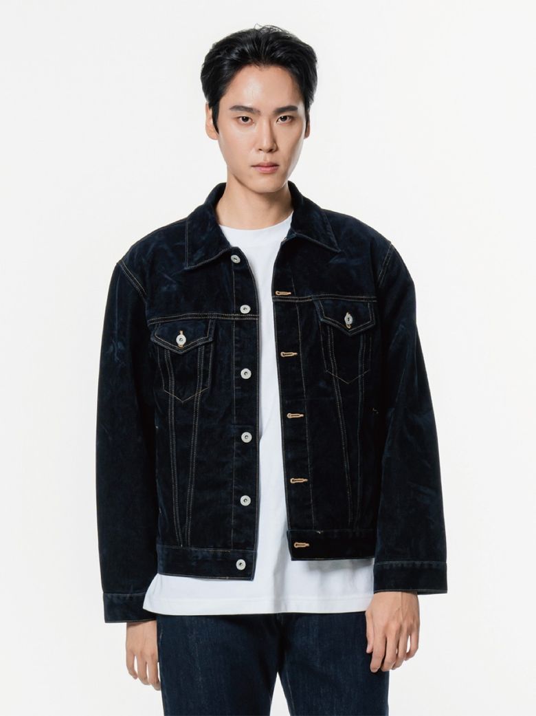 스웨이드 데님 트러커 자켓