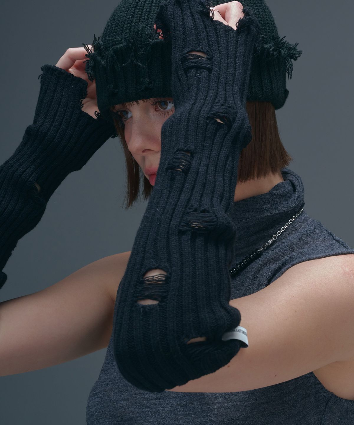 로맨티누어(ROMANTINUER) Vintage Arm Leg Warmer (Black)