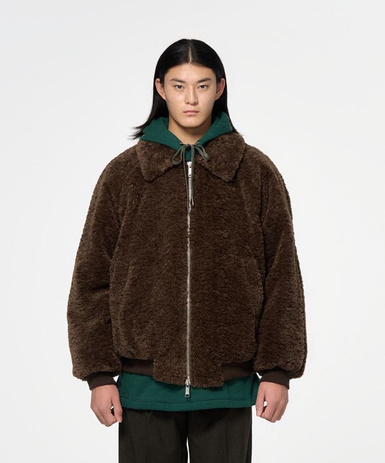OVERSIZED 2WAY SHORT FUR JACKET_BROWN