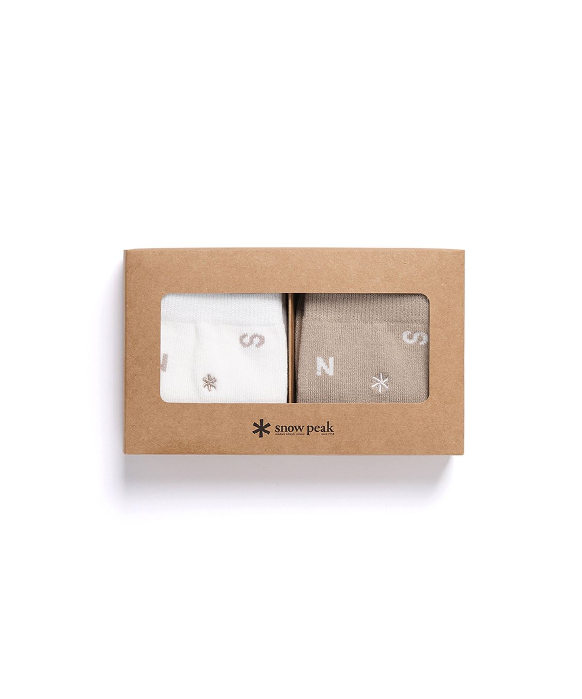 스노우피크 어패럴(SNOWPEAK APPAREL) [2pack SET] 베이직 알파벳 크루 삭스 패키지 (S24FUFSO05) Off White + Beige