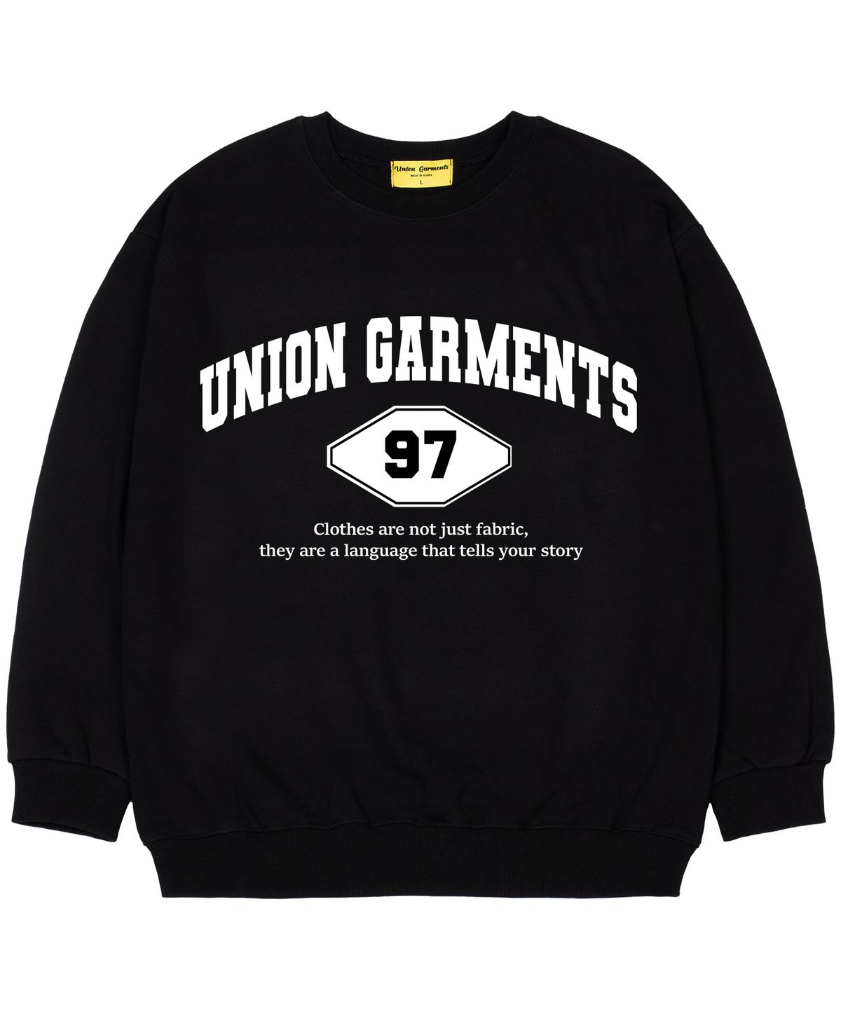 유니온가먼츠(UNION GARMENTS) [기모]97가먼츠 오버핏 맨투맨 티셔츠 블랙