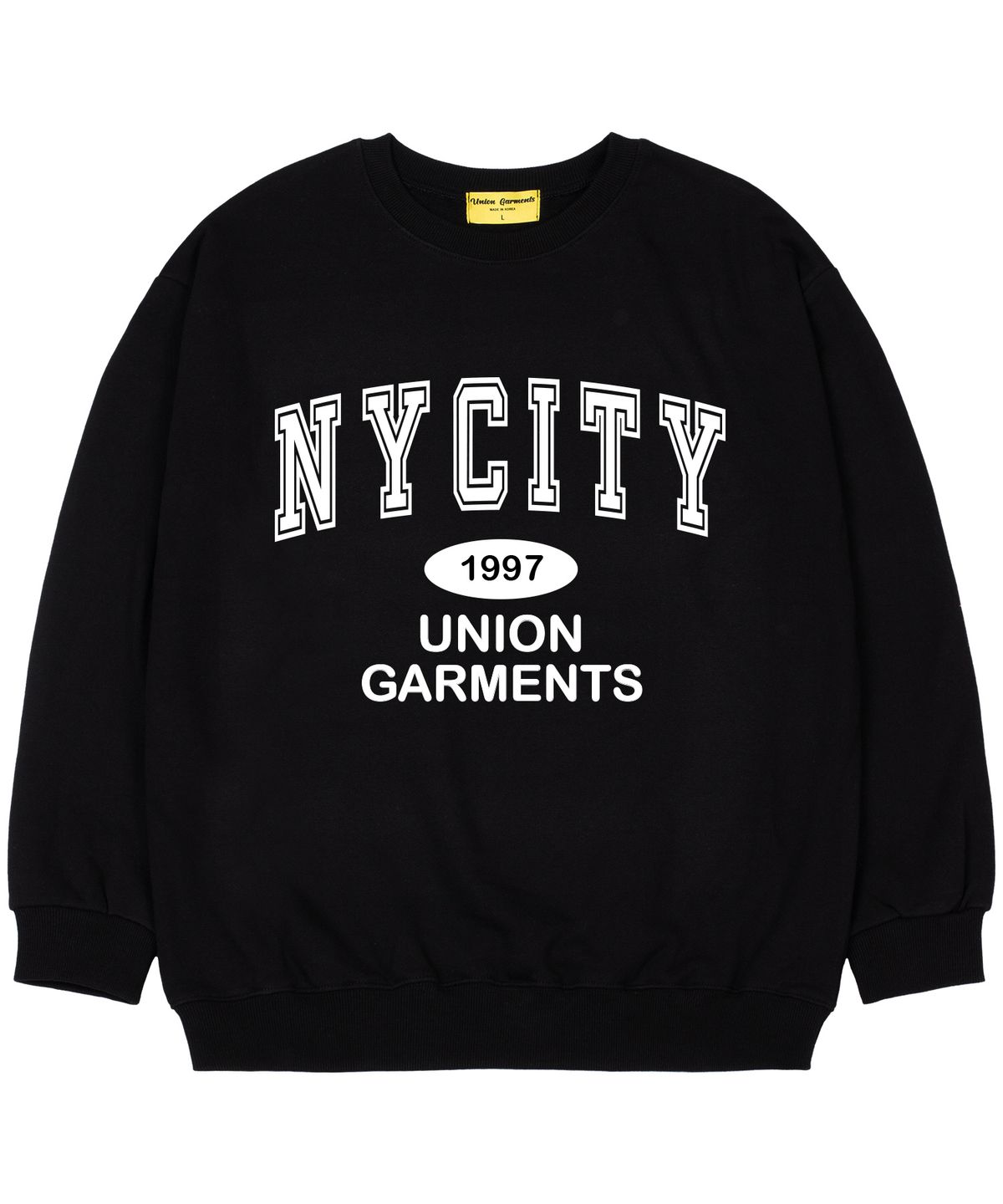 유니온가먼츠(UNION GARMENTS) [기모]1997시티 오버핏 맨투맨 티셔츠 블랙