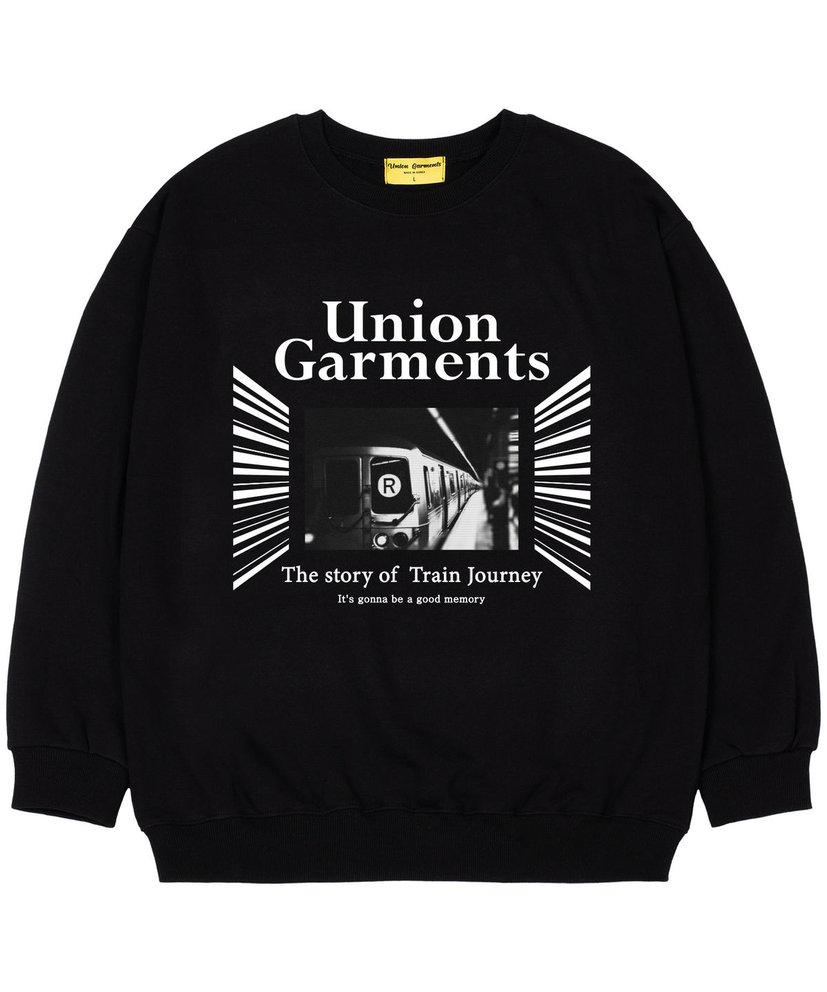 유니온가먼츠(UNION GARMENTS) [기모]레트로 오버핏 맨투맨 티셔츠 블랙