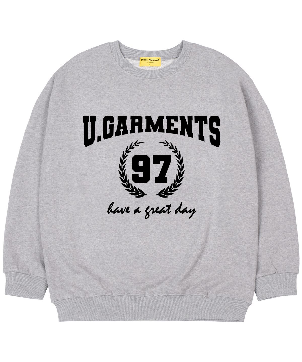 유니온가먼츠(UNION GARMENTS) [기모]97월계수 오버핏 맨투맨 티셔츠 그레이