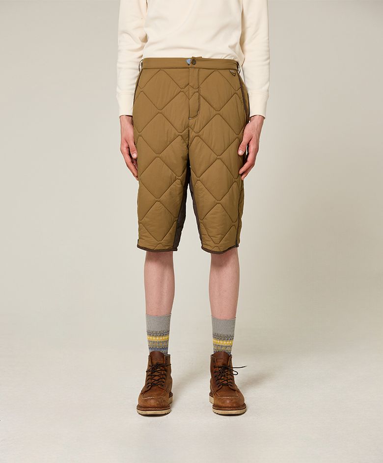 AERO FULL ZIP PADDING SHORT_MEN [BEIGE] 남성 에어로 경량 패딩 쇼츠 반바지 패커블 베이지