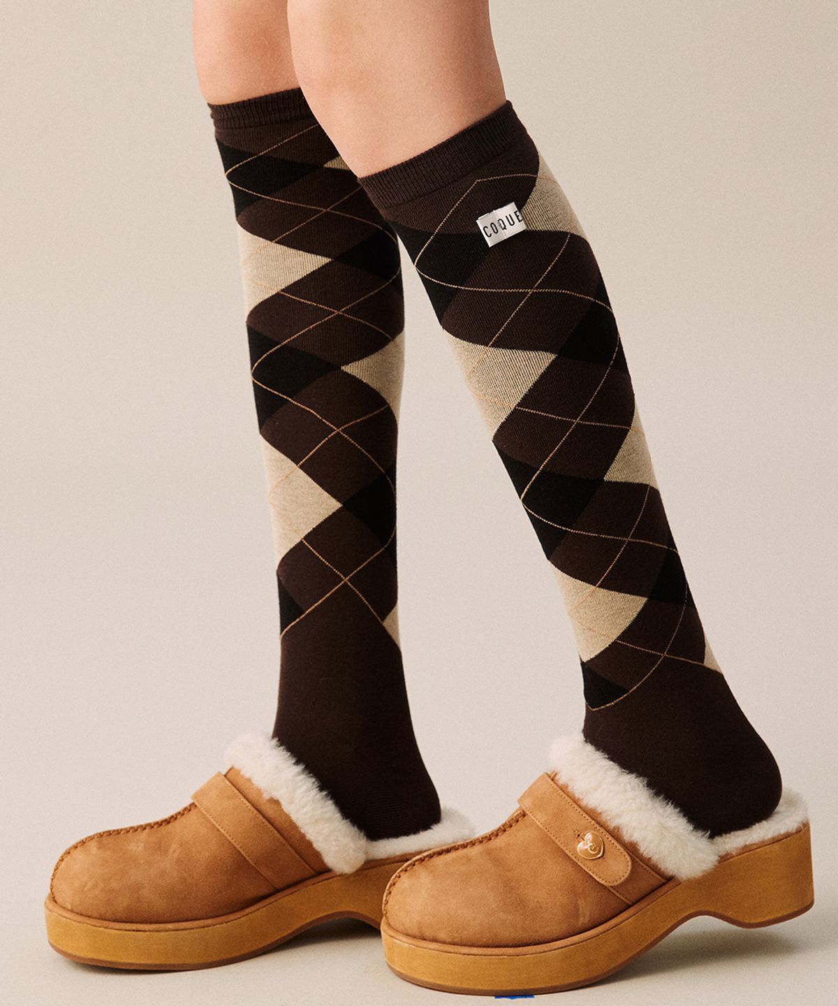 코케트(COQUET) ARGYLE OVER KNEE SOCKS BROWN