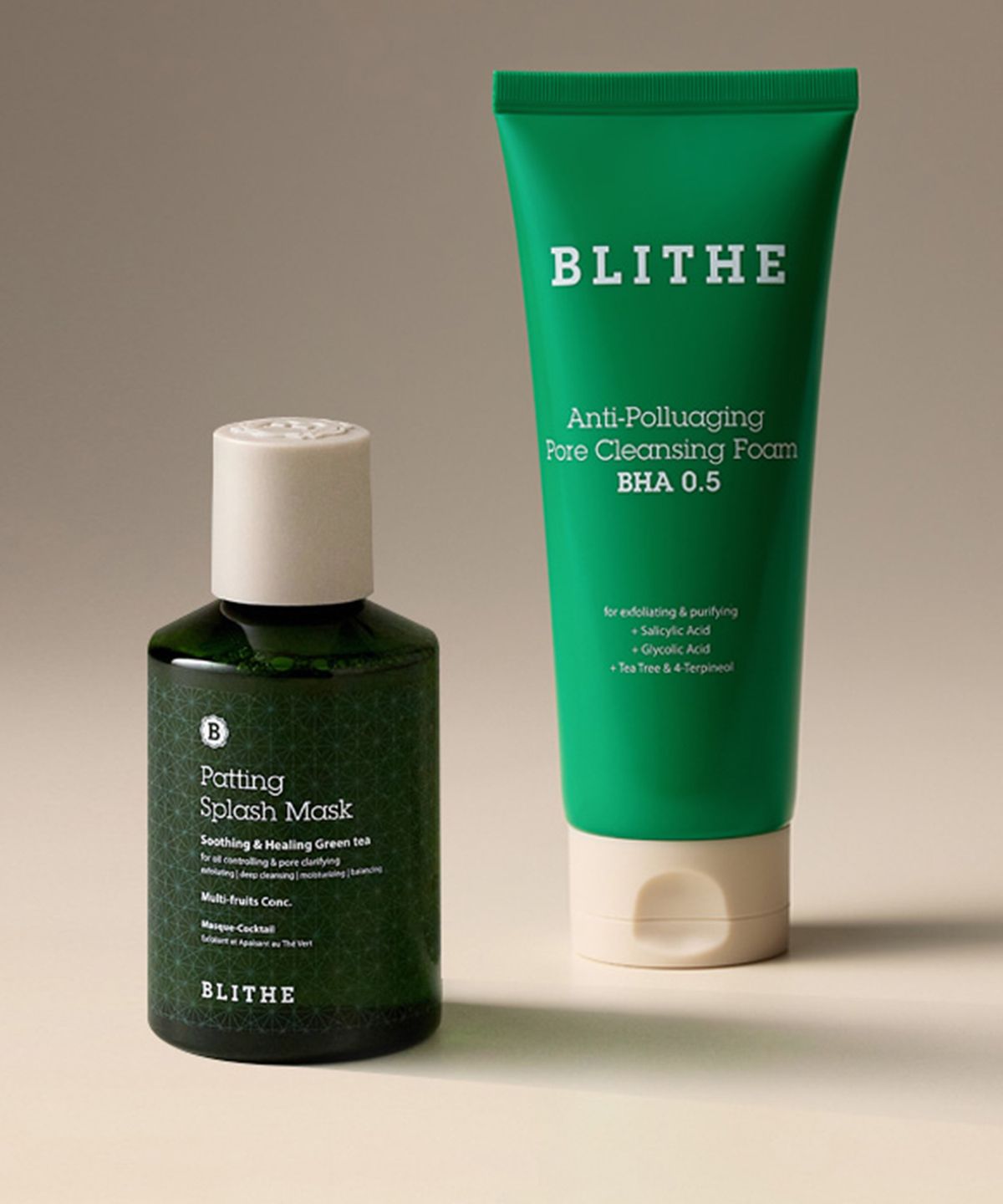 블라이드(BLITHE) 피부트러블 순삭세트 (세수팩그린 150ml + 클렌징폼 150ml)