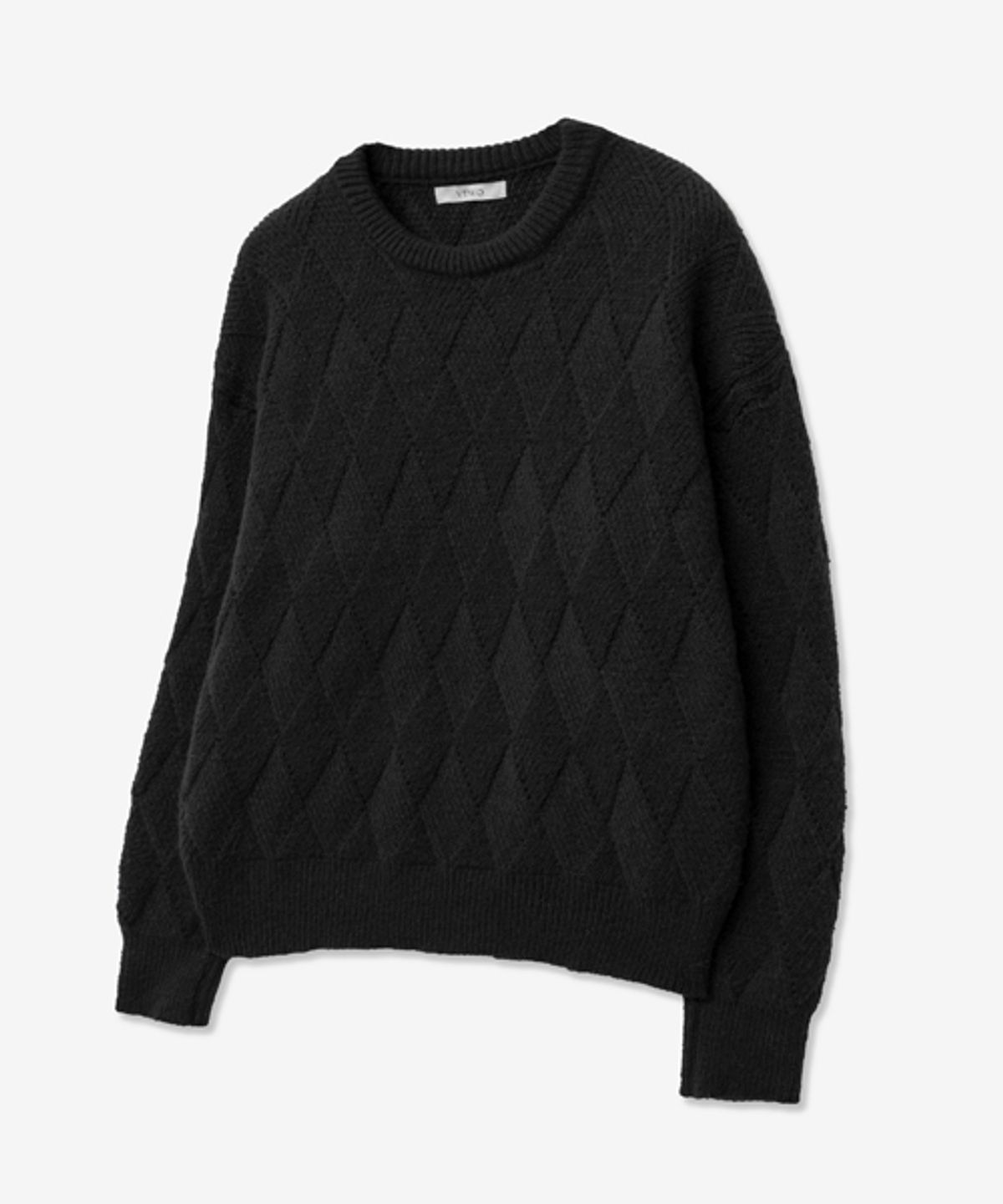 브이투(VTWO) 데일리 워셔블 소프트 아가일 니트_블랙
