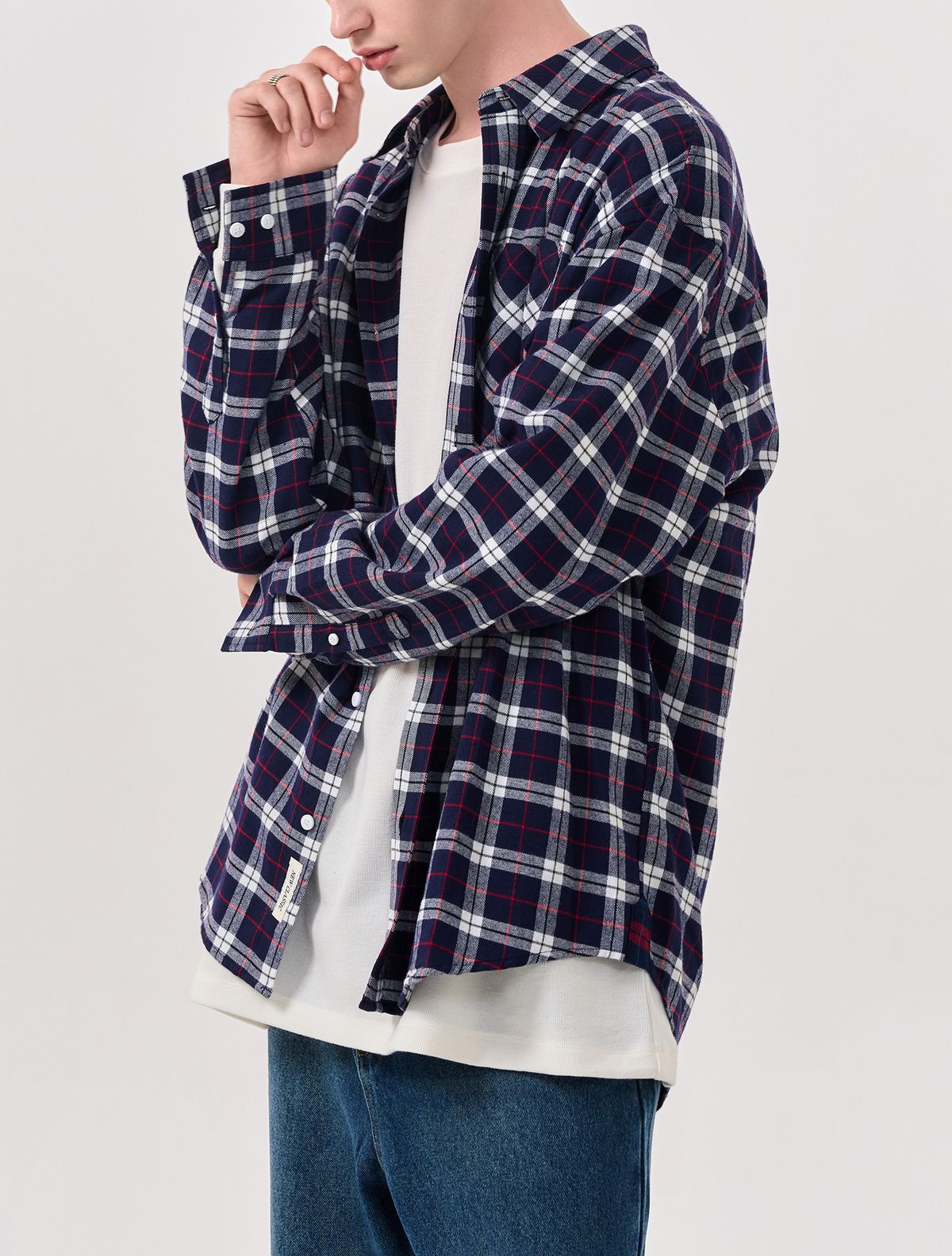 제너럴아이디어(GENERALIDEA) UNISEX 스탠다드 타탄체크 셔츠 [NAVY] / SBD3U03003