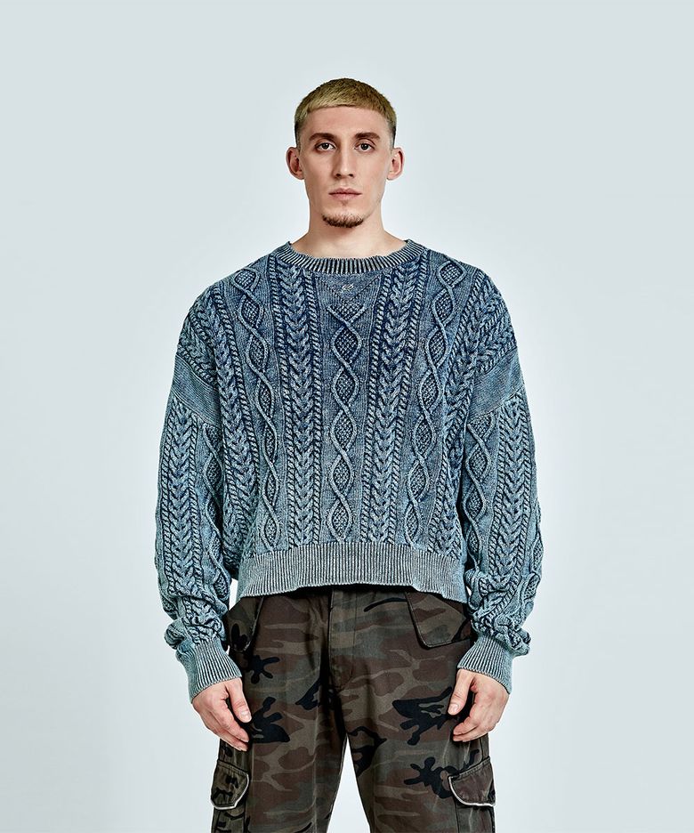 Twisted denim knit - Blue