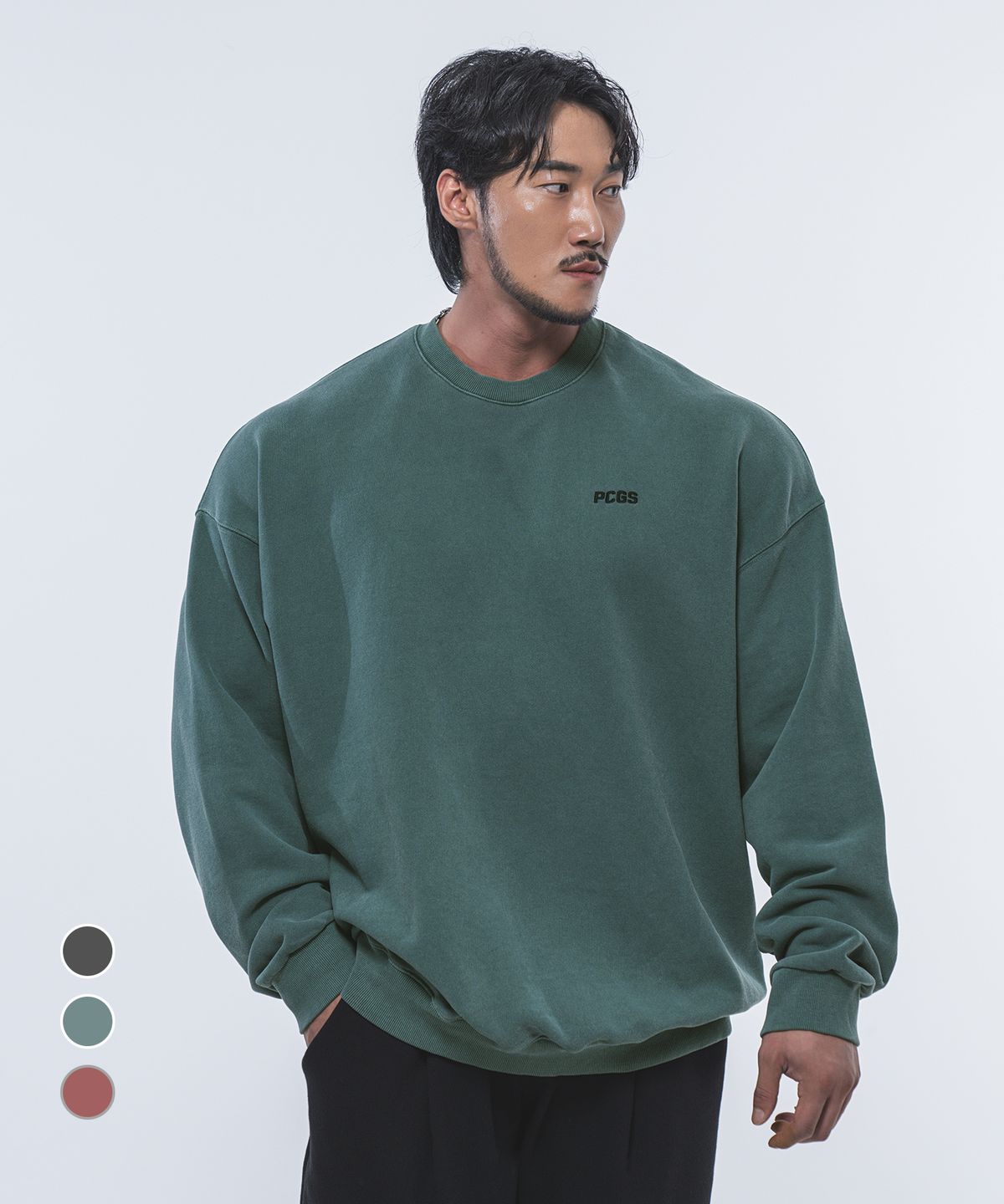 피지컬가먼츠(PHYSICAL GARMENTS) P2457 가먼트다잉 오버핏 맨투맨  [3 COLOR]