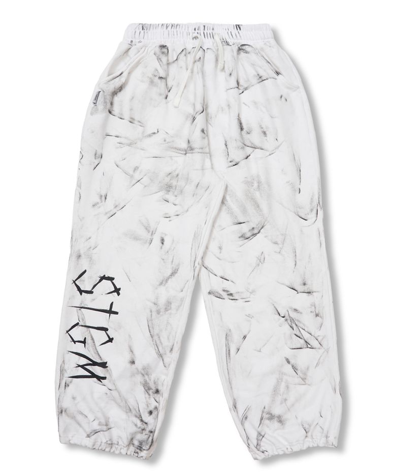 Dirty Washed Wide Jogger Pants White