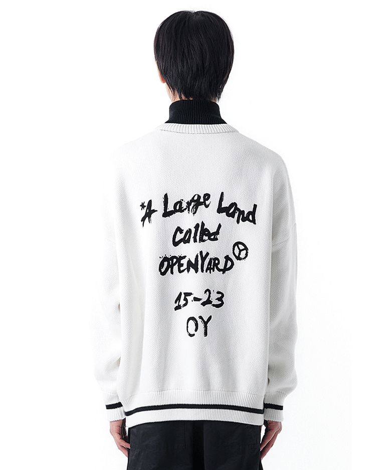 POLA ZIPPER PAINT KNIT MTM-WHITE