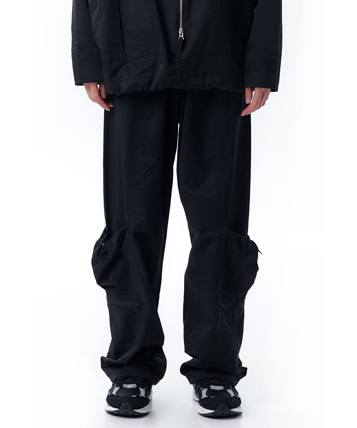 오픈야드(오와이)(OPENYARD(OY)) STRING POCKET TRACK PANTS-BLACK