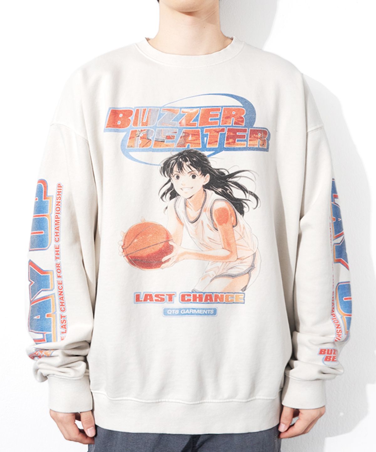 큐티에잇 가먼츠(QT8 GARMENTS) RG Buzzer Beater Vintage Washed Sweatshirt (Ecru)
