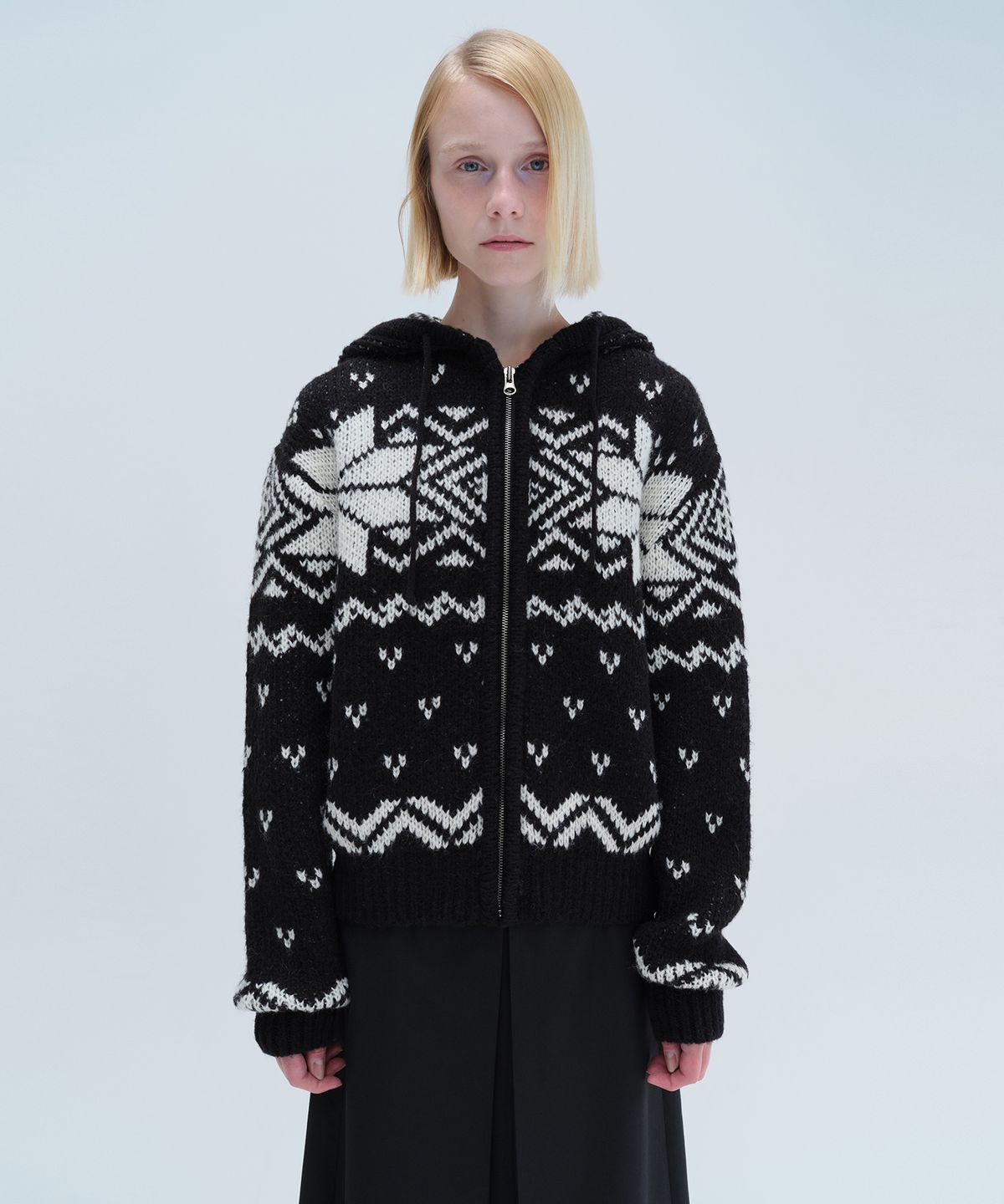 다이애그널(DIAGONAL) NORDIC HOODIE ZIP UP (black)