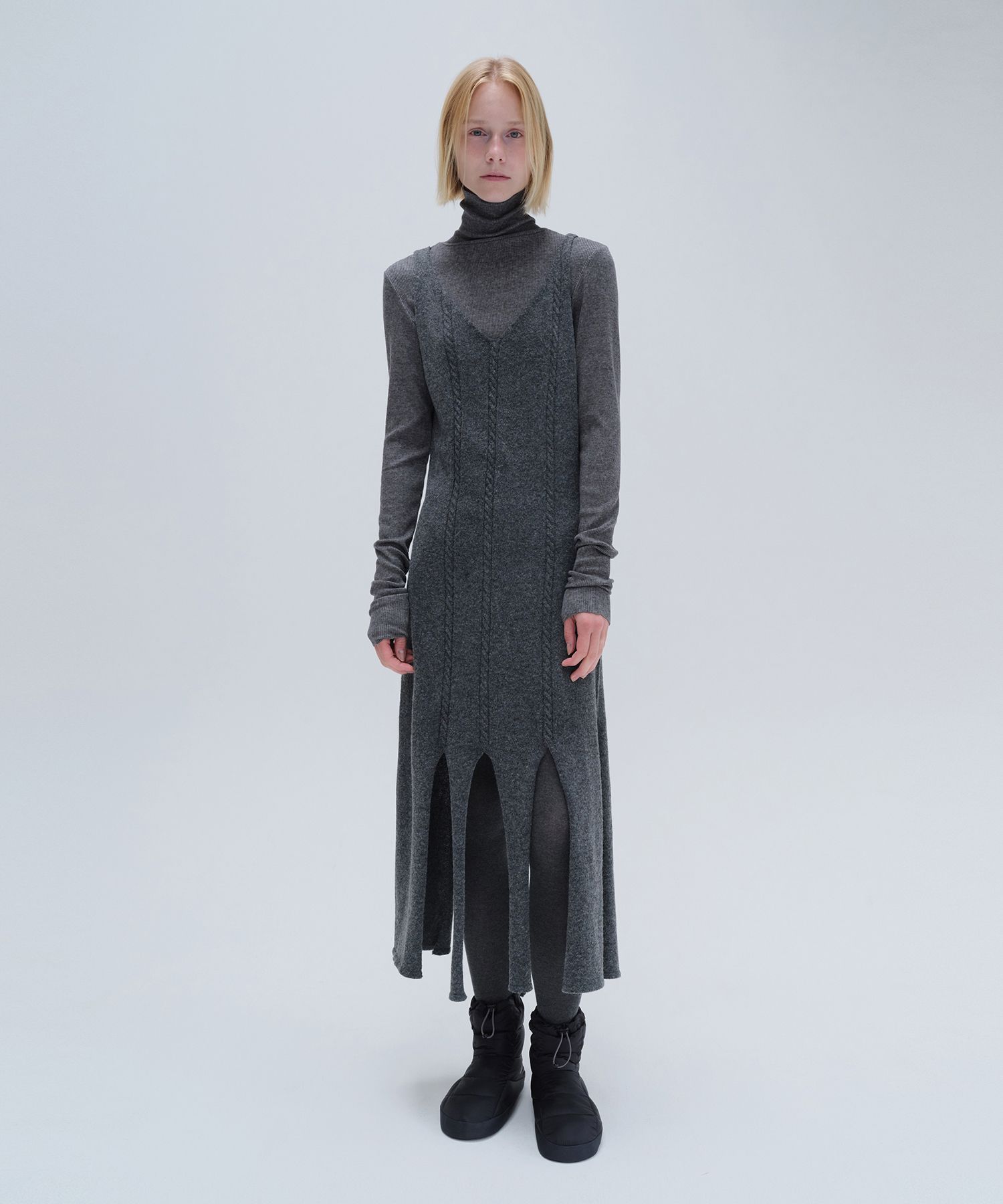★ DIAGONAL★ UNBALANCE SLIT KNIT DRESS charcoal DA243OP02C MUSINSA | DIAGONAL UNBALANCE SLIT KNIT DRESS (charcoal)
