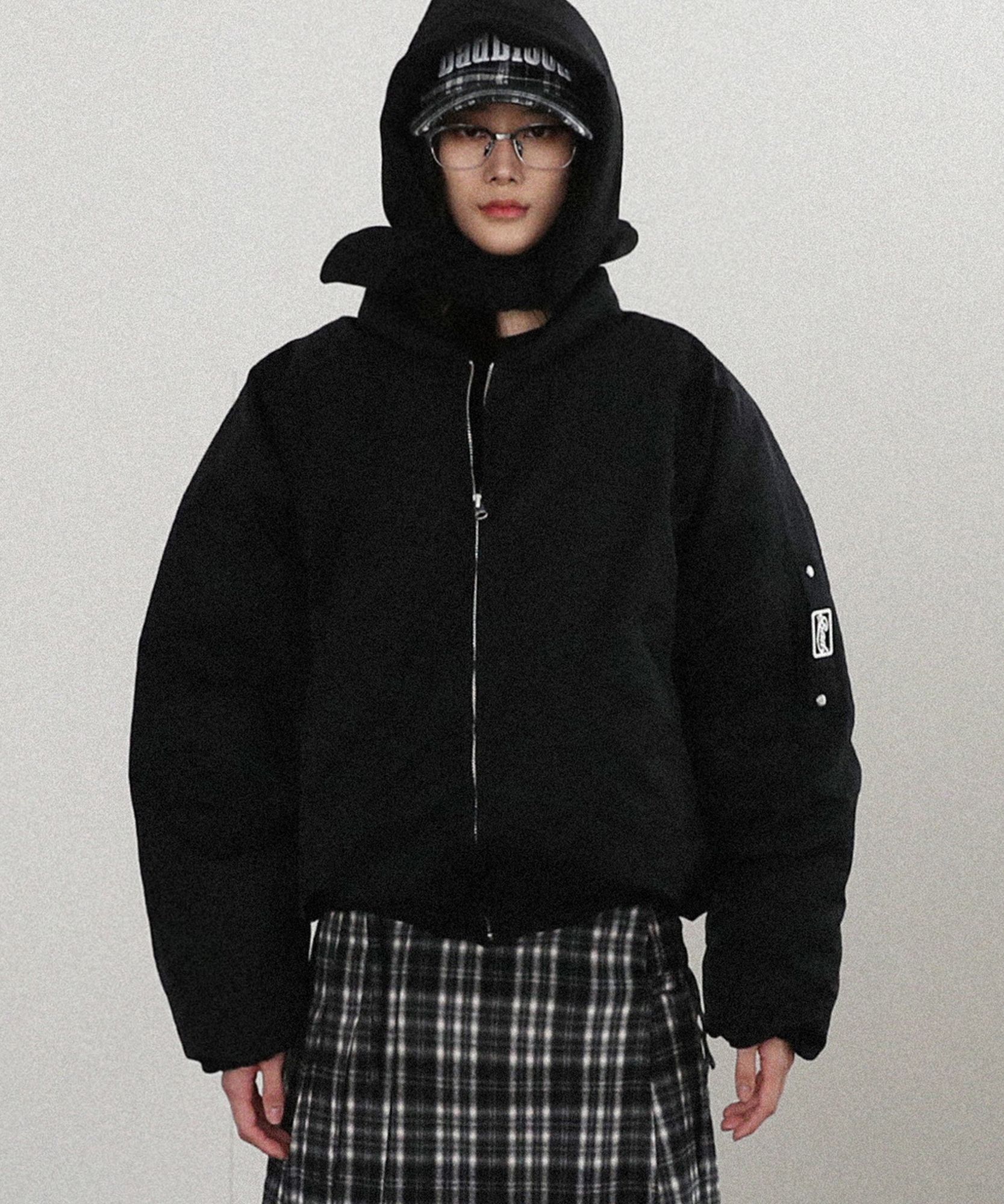【BADBLOOD】BSナイロンプーパーMA-1ジャケット - チャコール MUSINSA公式 | BADBLOOD BS Nylon Puffer MA-1 Jacket - Black
