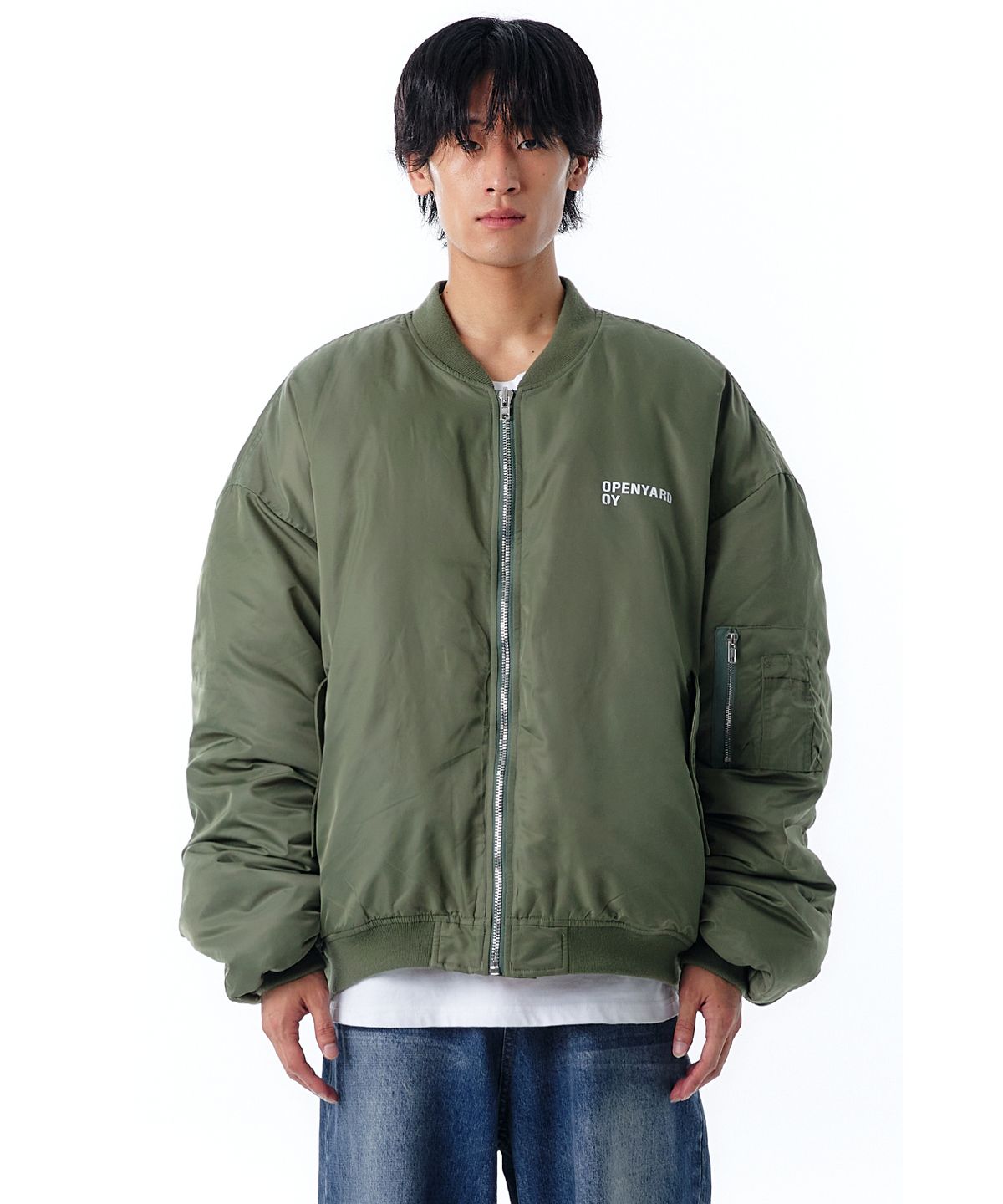 오픈야드(오와이)(OPENYARD(OY)) O.S SHIRRING BOMBER MA-1-KHAKI