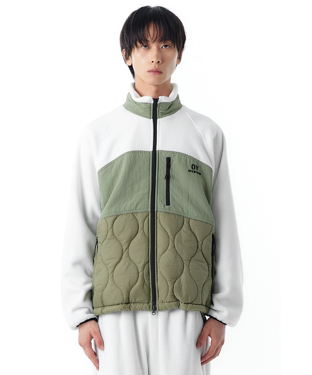 오픈야드(오와이)(OPENYARD(OY)) B.S FLEECE JACKET-IVORY/KHAKI