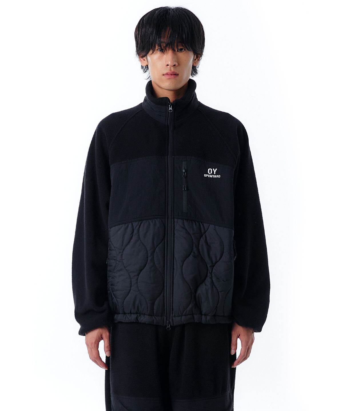 오픈야드(오와이)(OPENYARD(OY)) B.S FLEECE JACKET-BLACK/BLACK