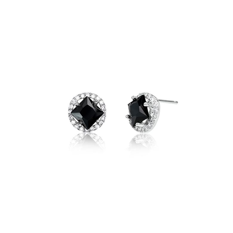 Flynn Square Cut Cubic Earrings - Black