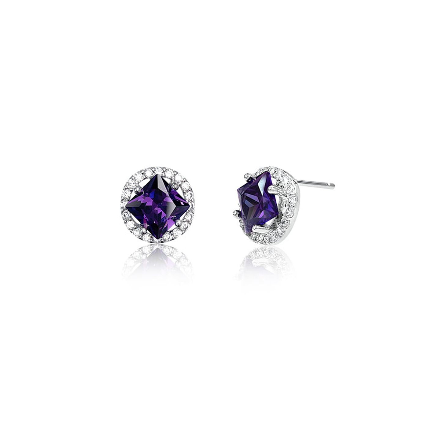 ピアス [BLACKPURPLE] Flynn Square Cut Cubic Earrings MUSINSA | BLACK PURPLE Flynn Square Cut Cubic Earrings - Purple