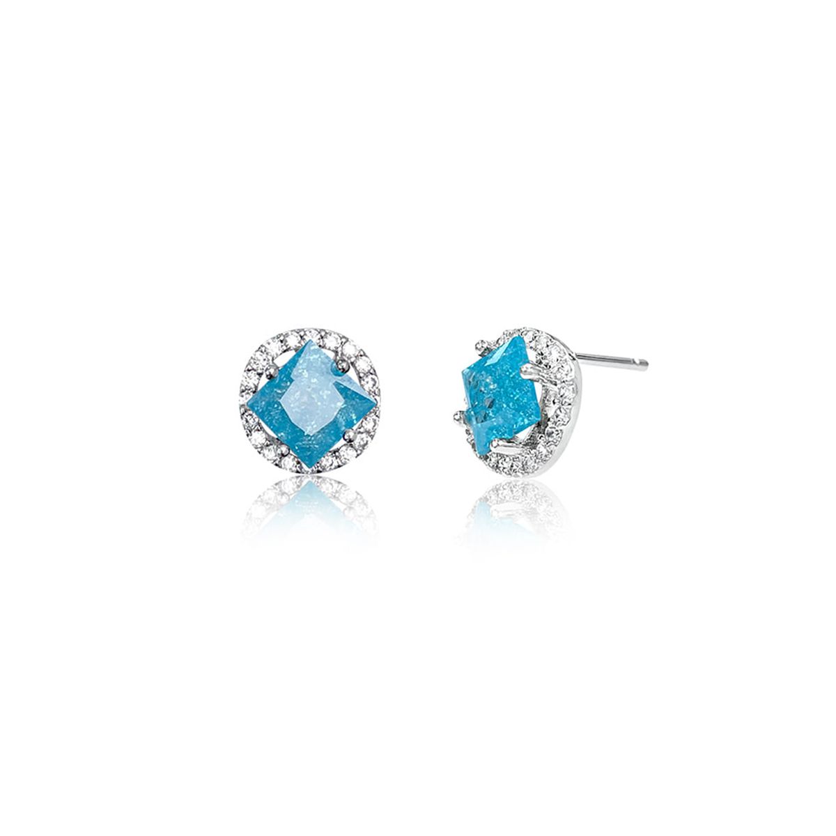 블랙 퍼플(BLACK PURPLE) Flynn Square Cut Cubic Earrings - Emerald