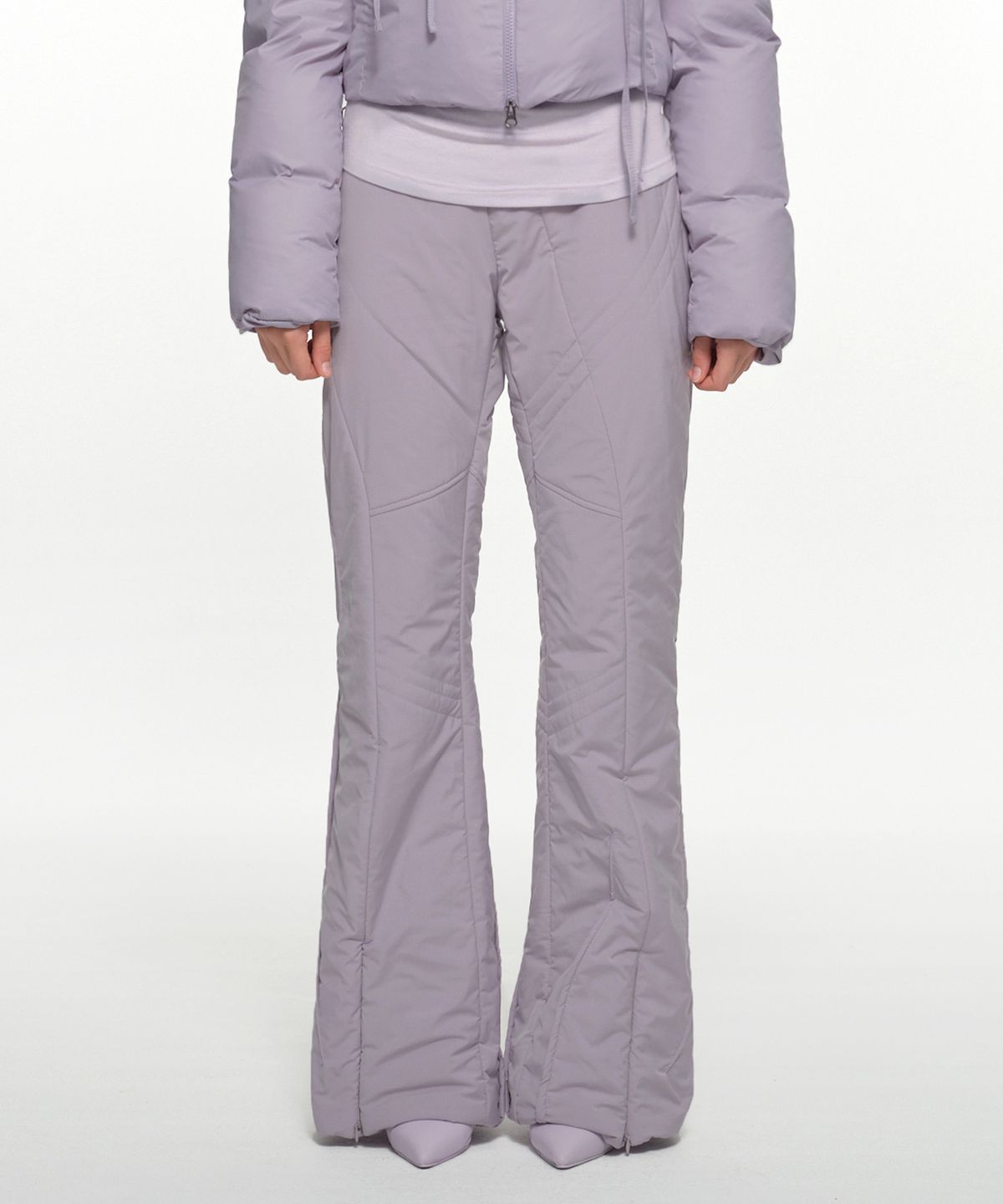나체(NACHE) OBLIQUE LINE QUILTED PANTS LAVENDER