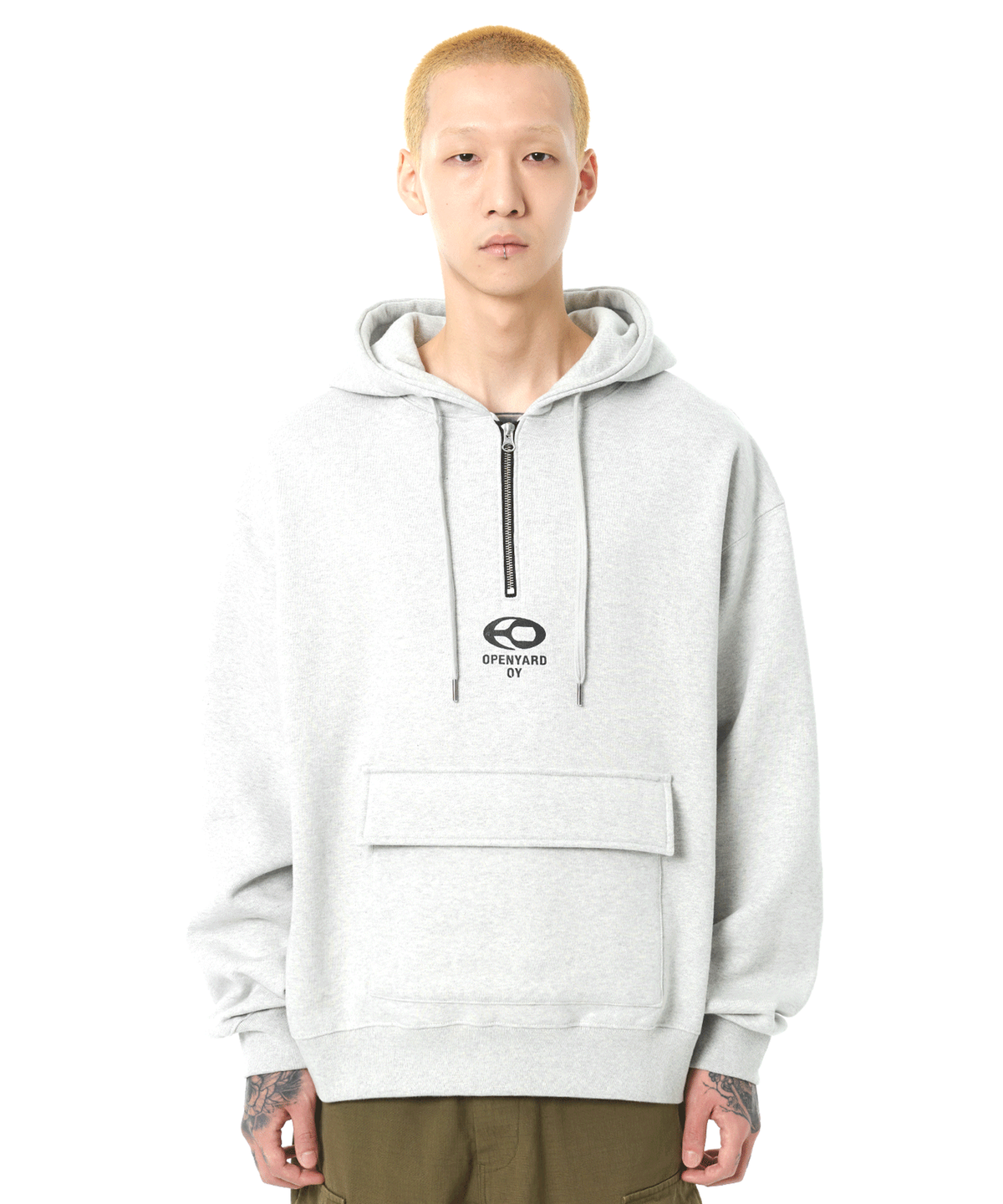 오픈야드(오와이)(OPENYARD(OY)) S.L HALF ZIPPER HOODIE-GREY