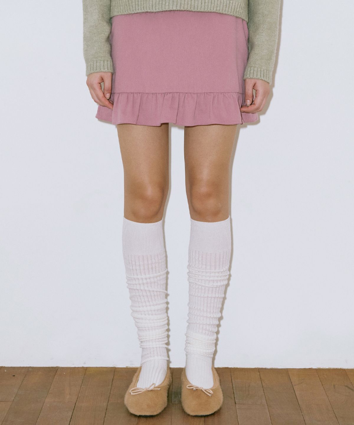 시눈(SINOON) Frill Mini Skirt (Pink)