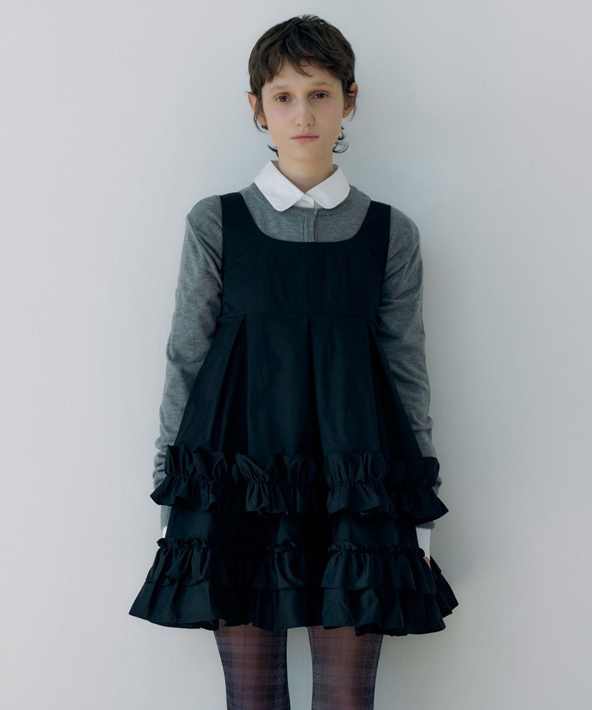 시눈(SINOON) Frill Sleeveless Dress (Black)
