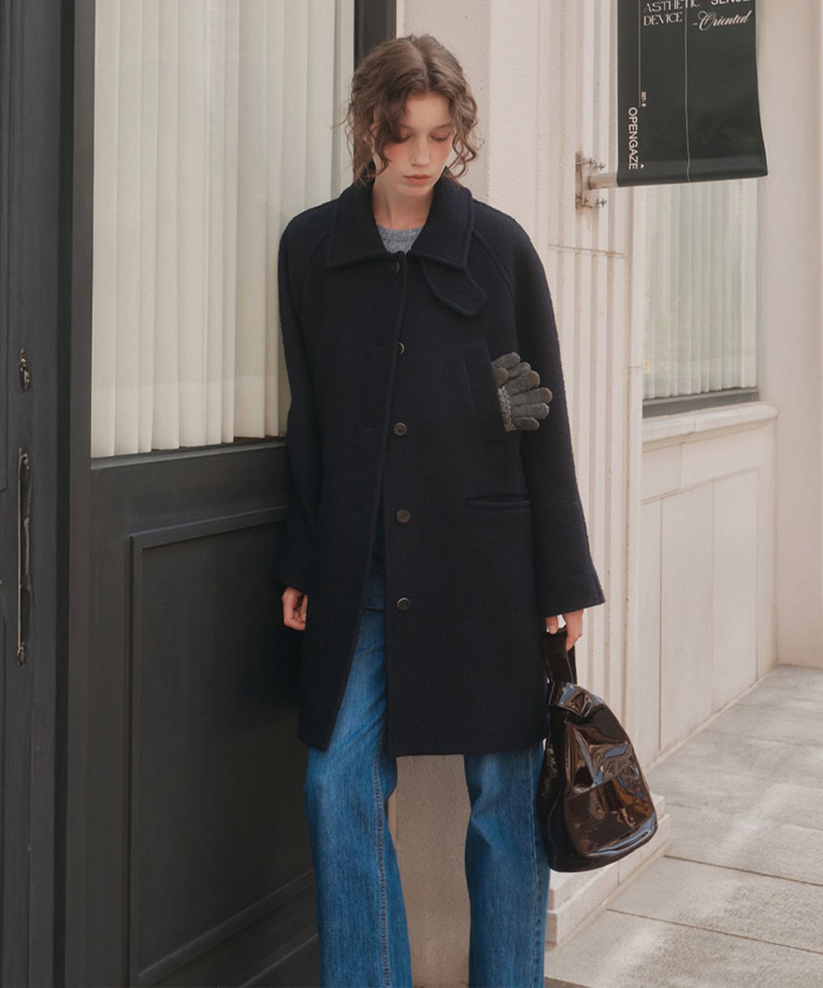 아바몰리(AVA MOLLI) FANCY ALPACA BLENDED HALF CT (NAVY)
