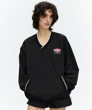 HEARTTRACK VNECK NYLON ANORAK JACKET_BLACK