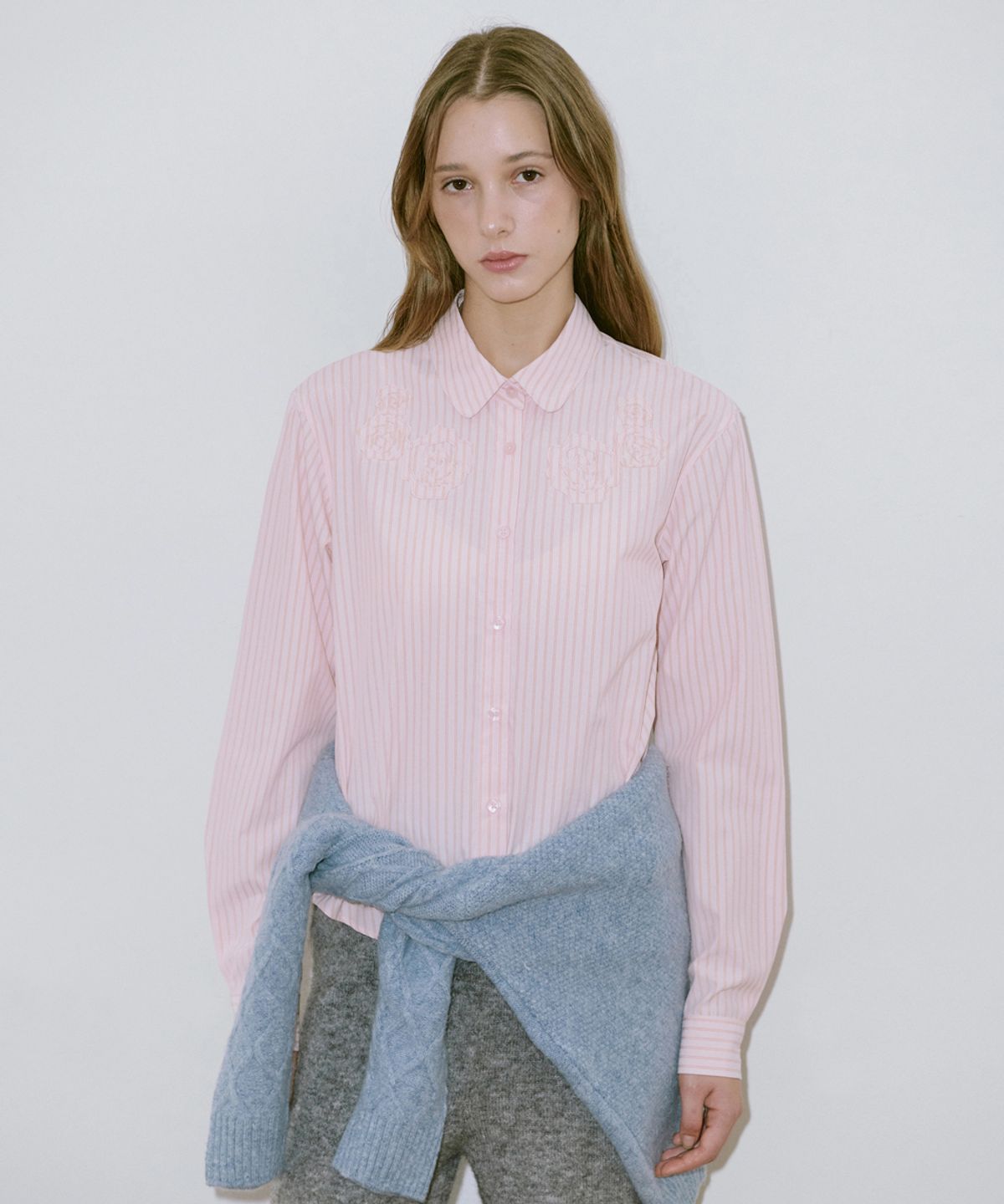 시눈(SINOON) Rose Artwork Shirt (Pink)