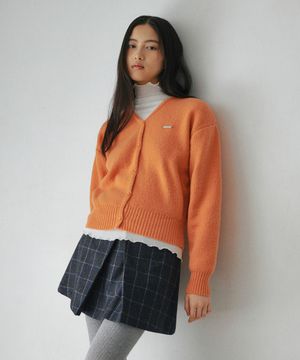 에센셜 브이넥 니트 가디건 오렌지
