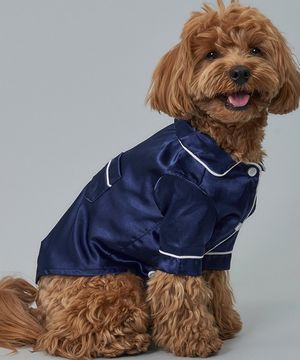 강아지 실크 파자마 네이비