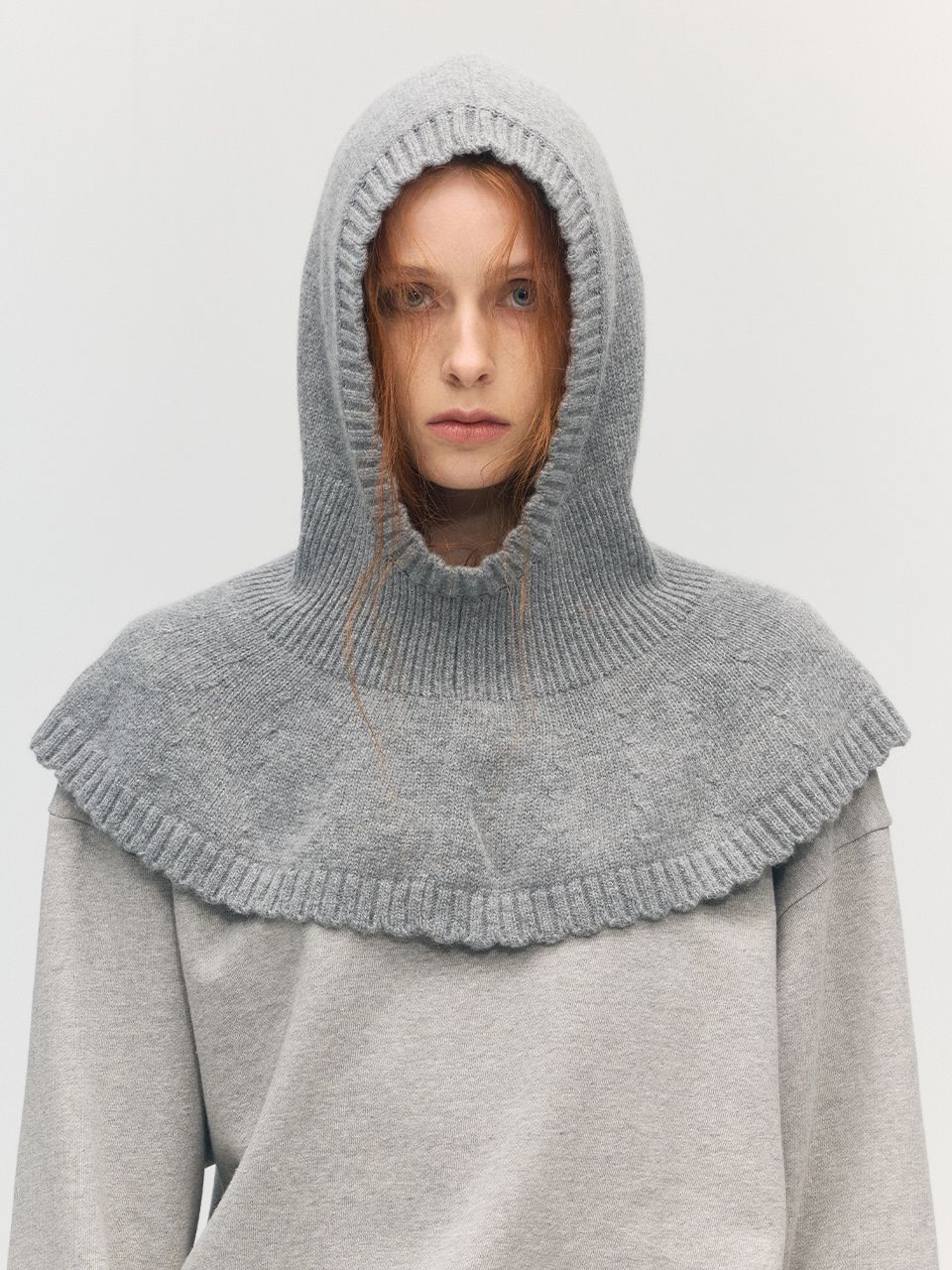 [Margesherwood ] / ☆ FLARED BALACLAVA / melange grey MUSINSA公式 | MARGESHERWOOD FLARED BALACLAVA_melange grey