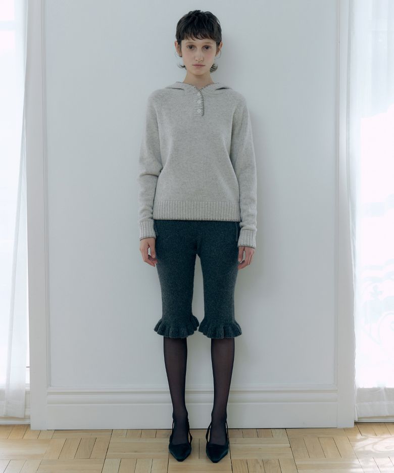 Button Hoodie Knit (Oatmeal)