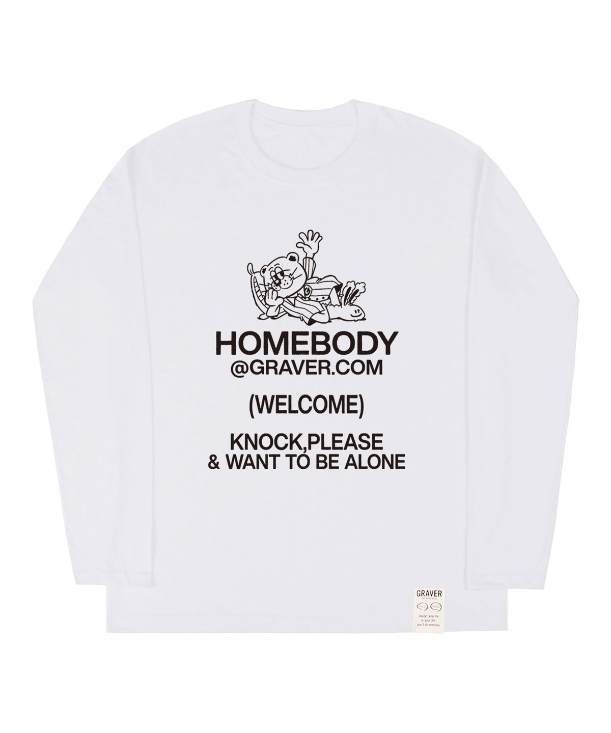 그레이버(GRAVER) [UNISEX]HOME BODY 롱슬리브 티셔츠_화이트