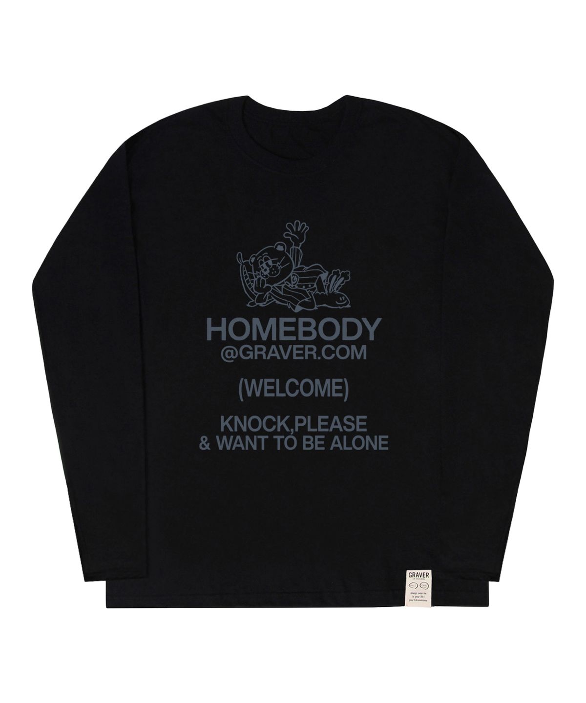 그레이버(GRAVER) [UNISEX]HOME BODY 롱슬리브 티셔츠_블랙