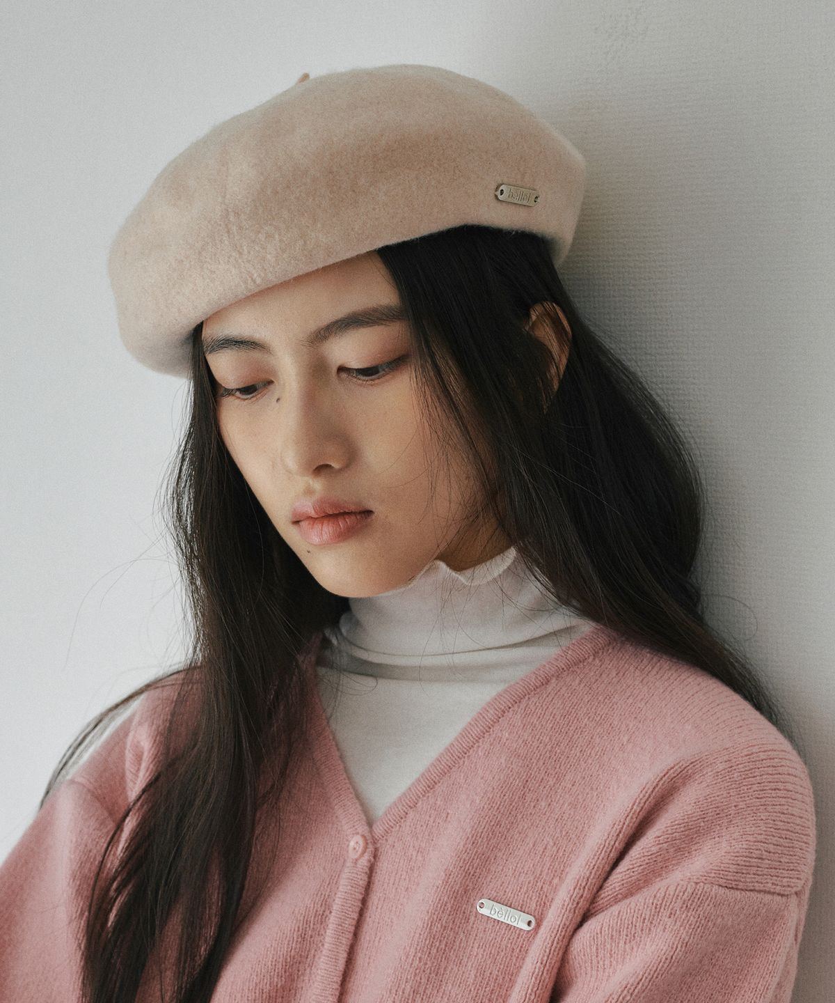 벨로엘(BELLOL) 엠브로이드 울 베레모 베이지