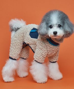 강아지 양털 포켓 올인원 네이비