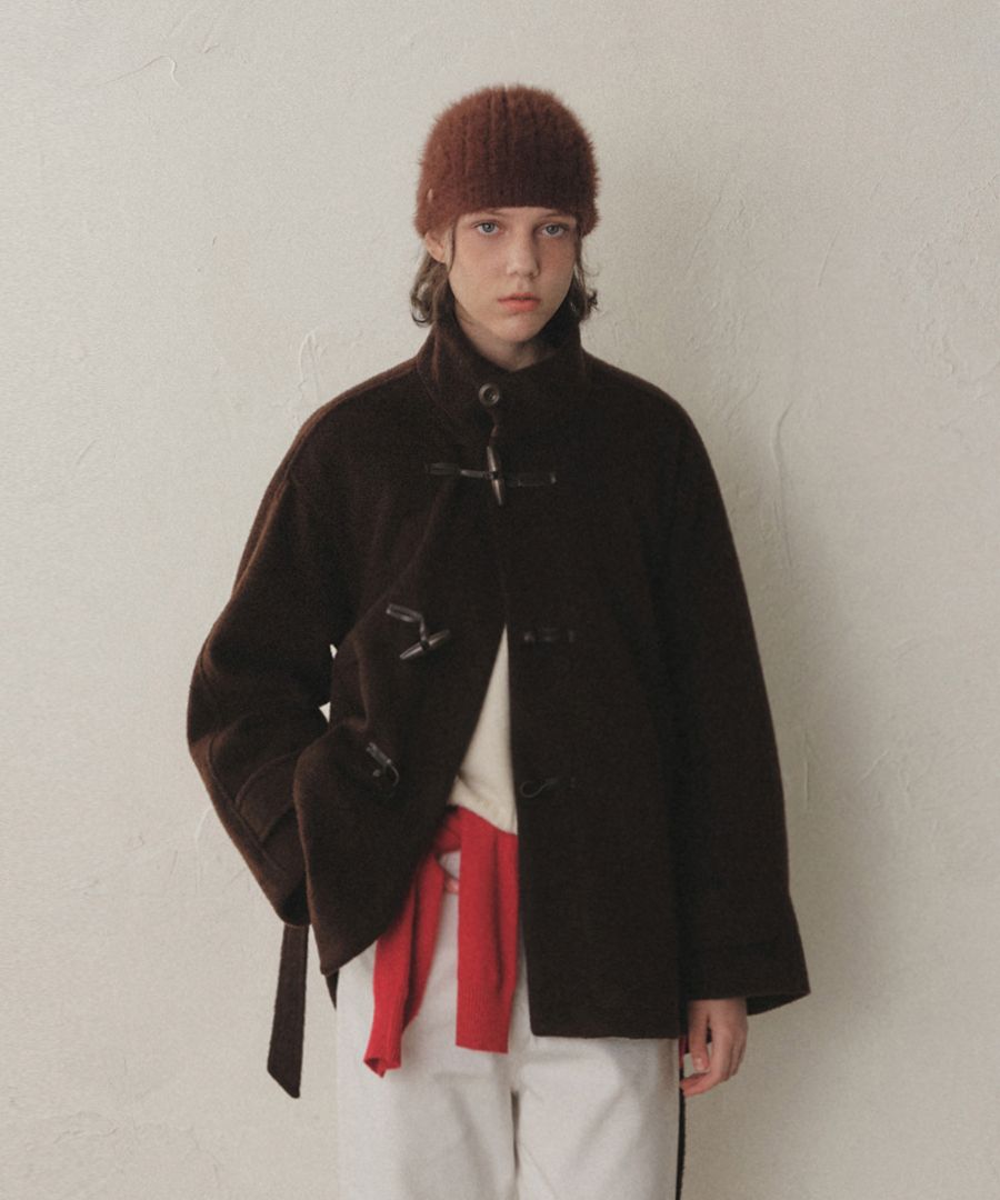 MUSINSA | ORO Duffle Robe Half Coat_Teddy Brown