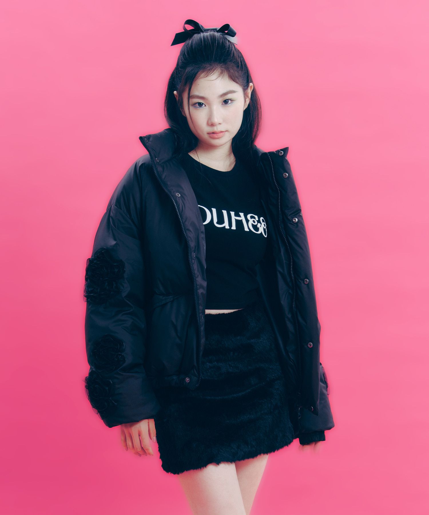 ★24-25FW新作★YOUHEE★FLOWER EMBROIDERY PUFFER JACKET MUSINSA | YOUHEE FLOWER EMBROIDERY PUFFER JACKET BLACK
