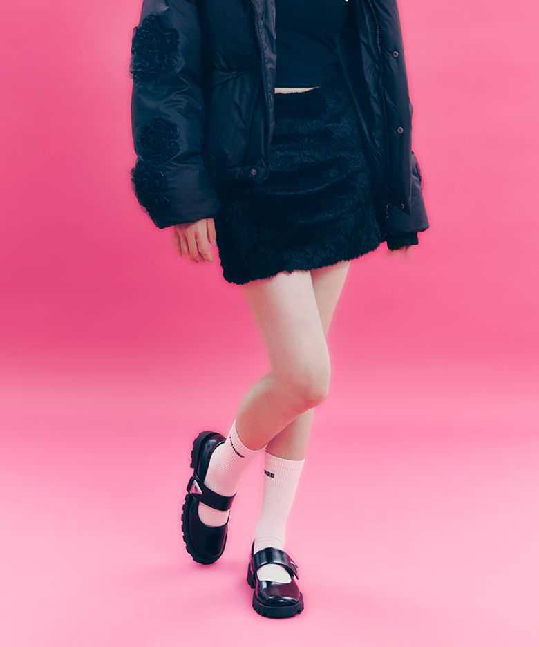 FUR MINI SKIRT BLACK