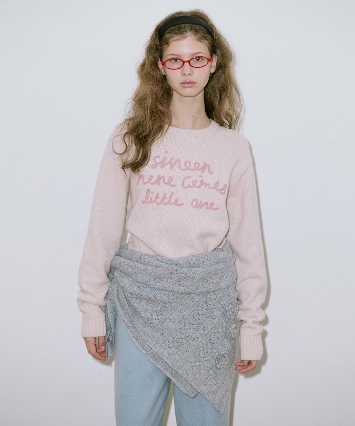 시눈(SINOON) Lettering Pullover Knit (Light Pink)