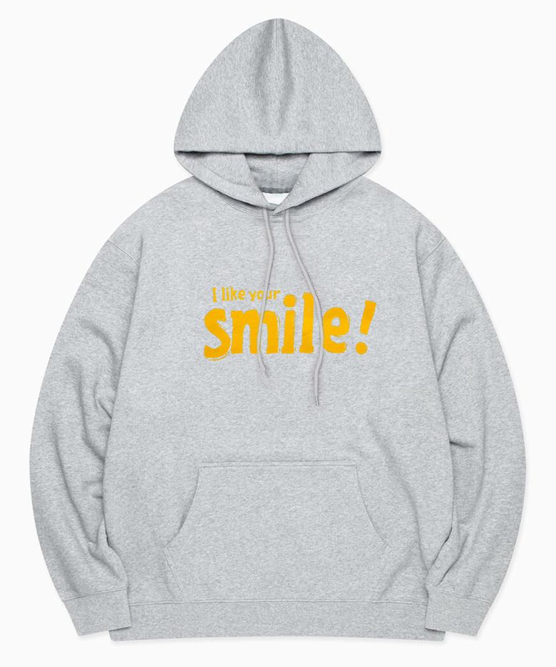 REIKU B typo S red smile gray hoodie 스몰 레드 스마일 그레이후드