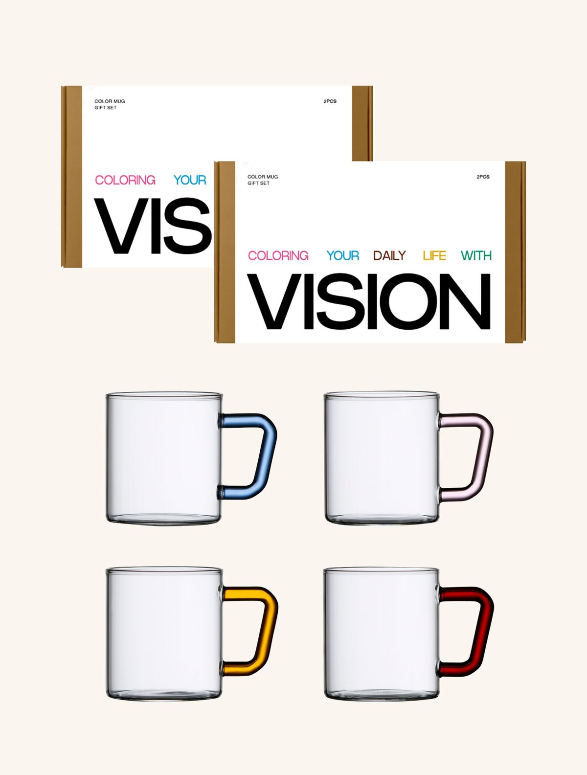 비젼글래스(VISIONGLASS) [기프트박스] 컬러머그컵 W 305ml 4pack